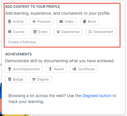 Add Content to your Profile – Degreed